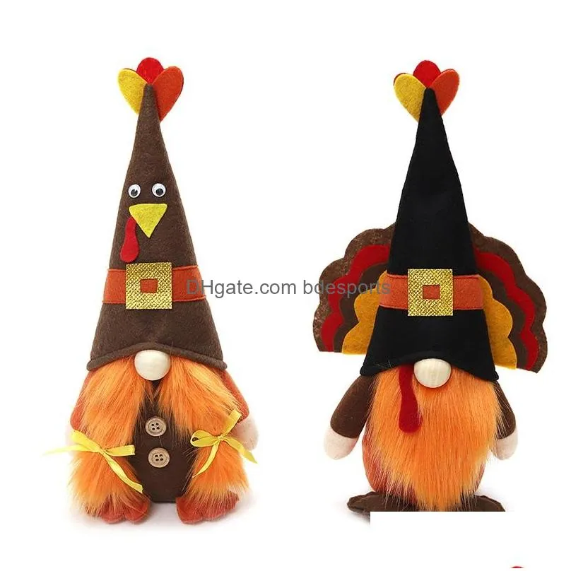 thanksgiving party decorations turkey shaped hat gnome faceless doll plush dolls cartoon toy for kids party supplies festival gift accessories 10 5mg1