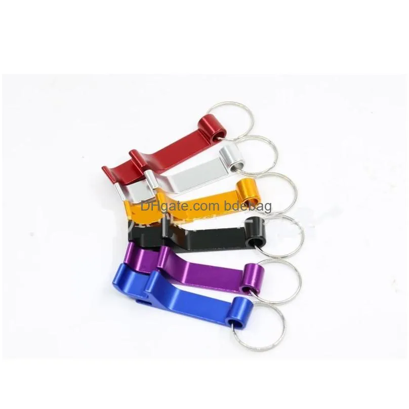 aluminium alloy bottle opener multi function beer pure color metal openers key chain wine bar key buckle bag charm 0 32cy g2