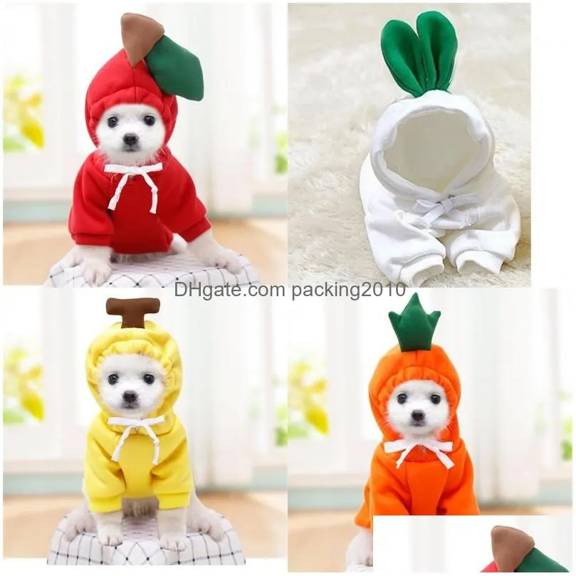 pets hooded fruit coat white radish frog shape plush lace up clothes cute dog cat sweater puppy winter comfortable new arrival 9 9gg