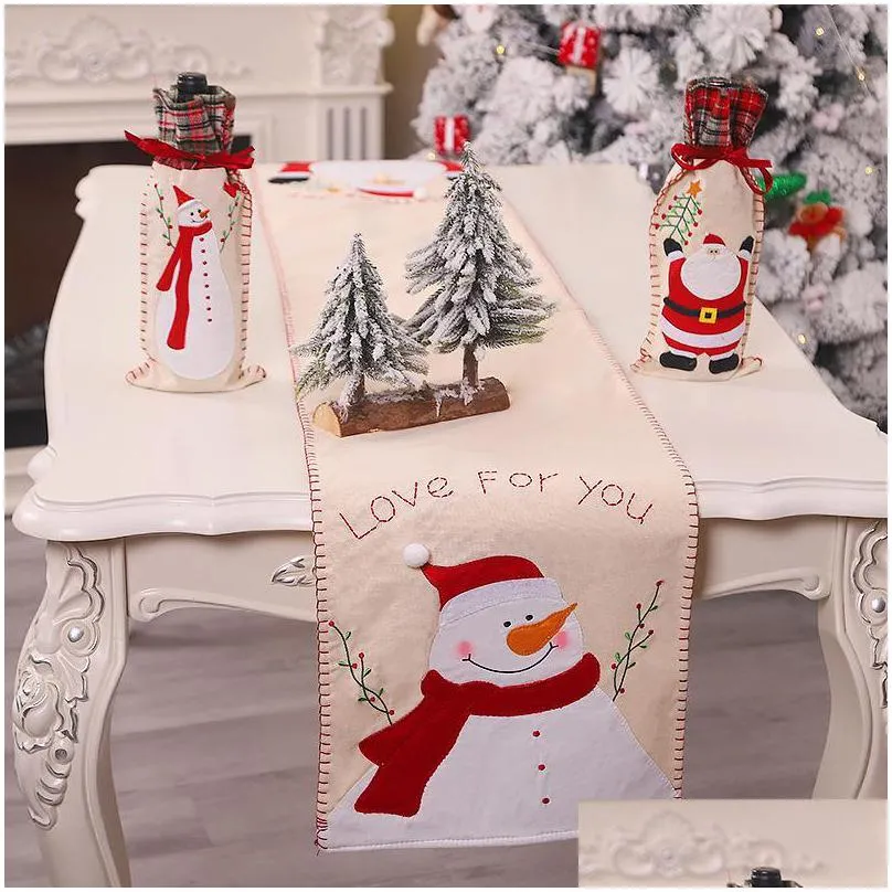 christmas decorations linen year decoration table runner chair cover placemat merry decor for home xmas ornaments noel 2021