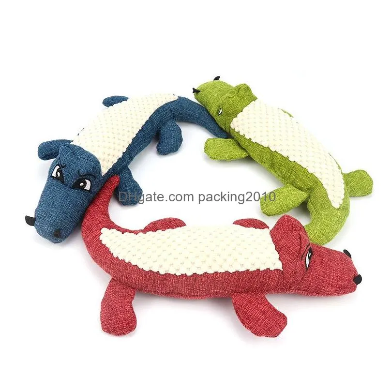 phonation plush dog toys simulation crocodile linen splicing pets interactive toy animal chew supplies 29cm red green blue new 7 5bh