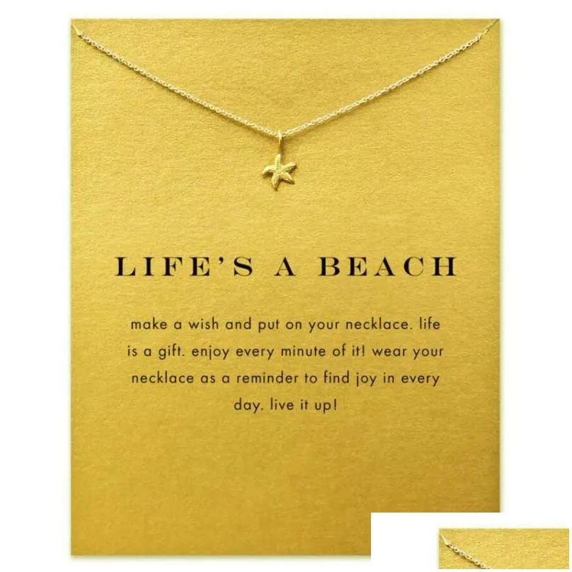 starfish ocean sea life necklace with gift card sea star pendant necklaces fashion jewelry