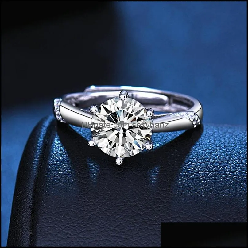 open adjustable moissanite ring band finger diamond women engagement wedding rings fashion jewelry