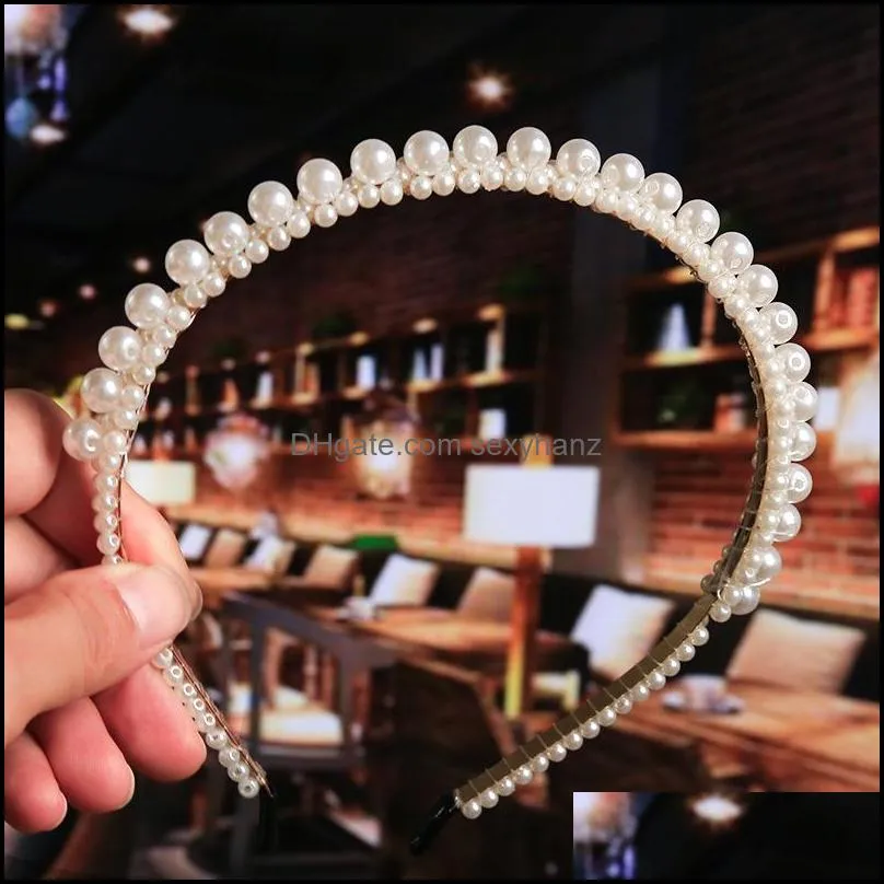 weave pearl headband beads bow crown headbands for women girls wedding bridal hair hoop fashion jewelry