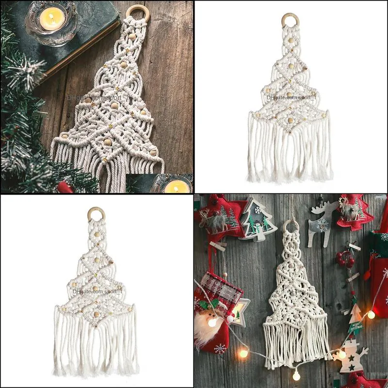 macrame hand knitted christmas tree tapestry pendant wall hanging pendant hanging woven tapestry home decor