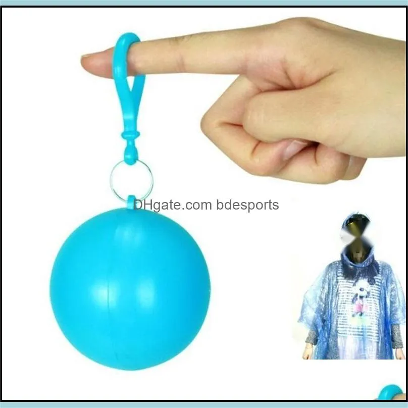 disposable raincoat plastic ball key chain disposable raincoats portable spherical case traveling hiking camping raincoat