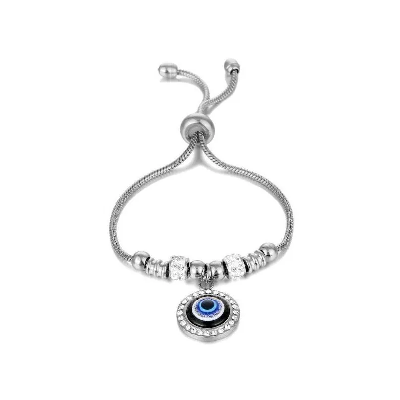 evil eye charm bracelets turkish blue eye good luck protection bracelet adjustable titanium steel chain jewelry
