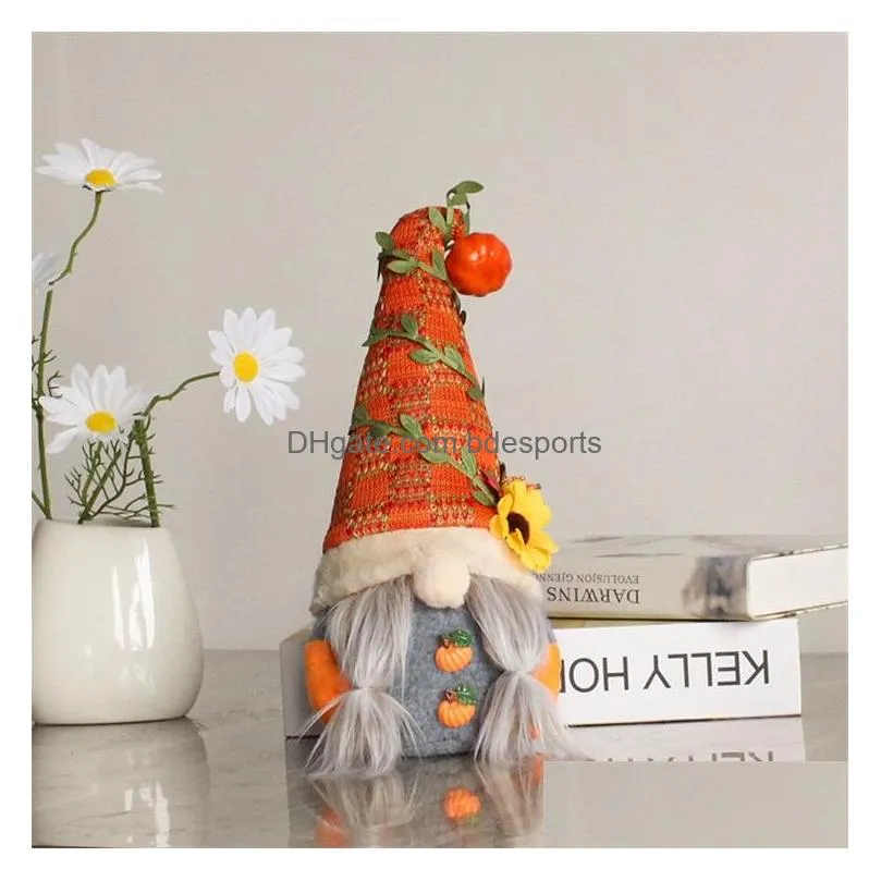 pumpkin sunflower gnomes faceless doll party favor halloween ornaments harvest festival decorations elf plush stuffed toy beard gift for kids 10 5gl5