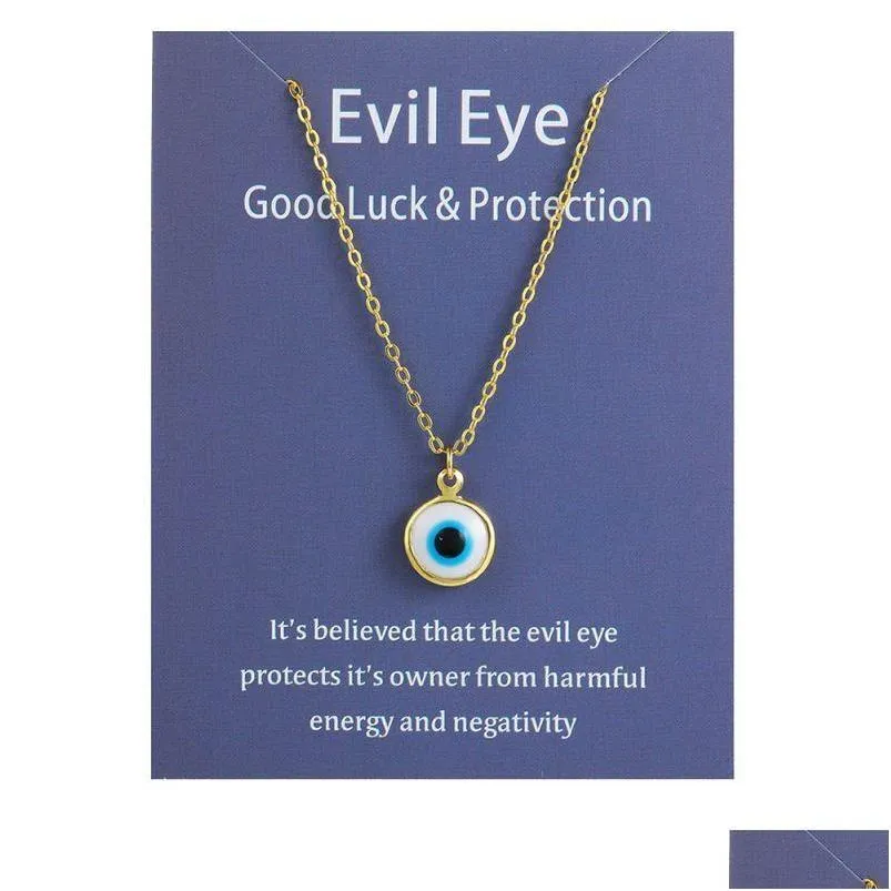 evil eye necklace with card turkish blue eyes pendant necklaces for women men good luck fashion jewelry