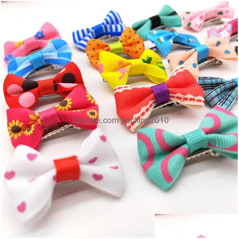 dog grooming bows with rubber bands dogs topknot cute pet hair clips pets cat little flower bow gifts