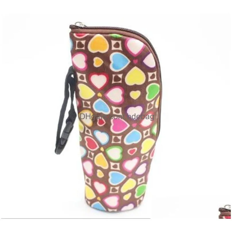 heat preservation feeding bottle sleeve multi colors love heart dot pattern bottles bags black brown hangable cup sleeves 6kd l1