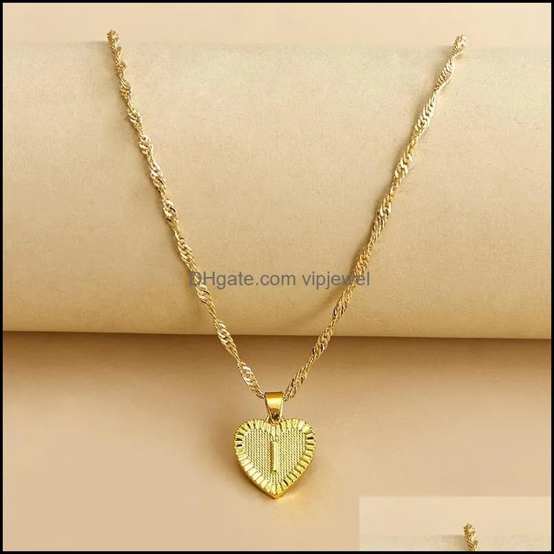 gold english initial necklace letter heart pendant necklaces chains for women fashion jewlry gift