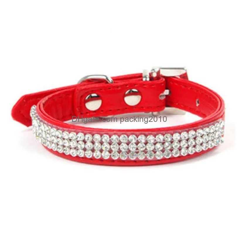 pu rhinestone collar scalable pet dog collars accessories fashion necklace popular hot selling with different color 9 1kl j1