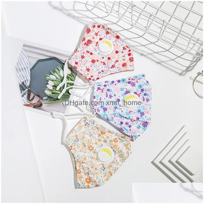 flower printing cotton face masks reusable fashion mascarilla can put filter piece mascherine adults custom with valve 5 2xl c2