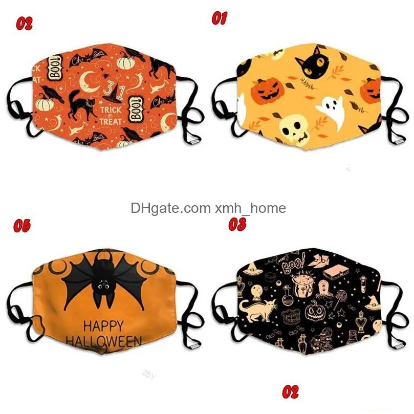 black cats bats pumpkin ghosts dust face masks happy halloween mascarilla fashion washable mascherine reusable custom kids adult 3xbb