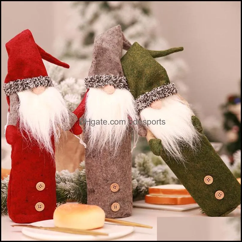 champagne faceless bottle covers party long white beard christmas hat old man bottles cover bag doll restaurant holiday decorations supplies 8 5hb