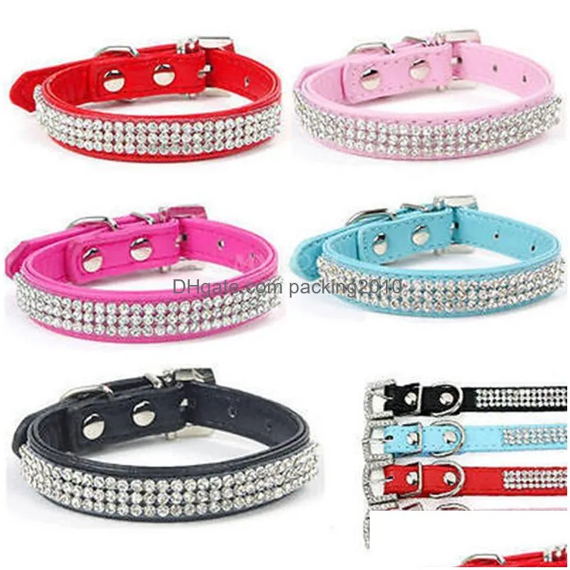 pu rhinestone collar scalable pet dog collars accessories fashion necklace popular hot selling with different color 9 1kl j1