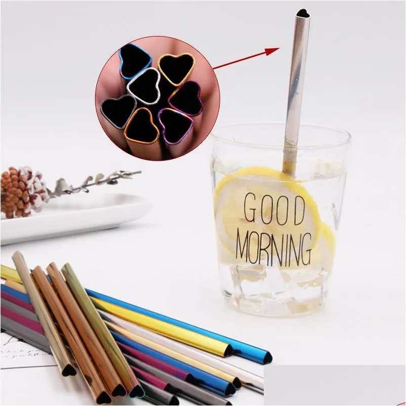 brilliant color drinks straw lover heart designs stainless steel barware drinking straws of valentine wedding gift wear resistant 1 65ws