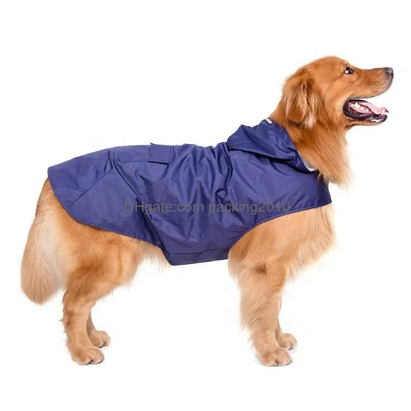 big dog raincoat waterproof reflective grid hooded pet rain clothes outdoor retriever dogs apparel fashion accessories 33dt