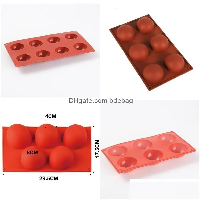 brick red hemispherical mould food grade silicone cake biscuits chocolates mold diy high temperature resistance 5yy j2