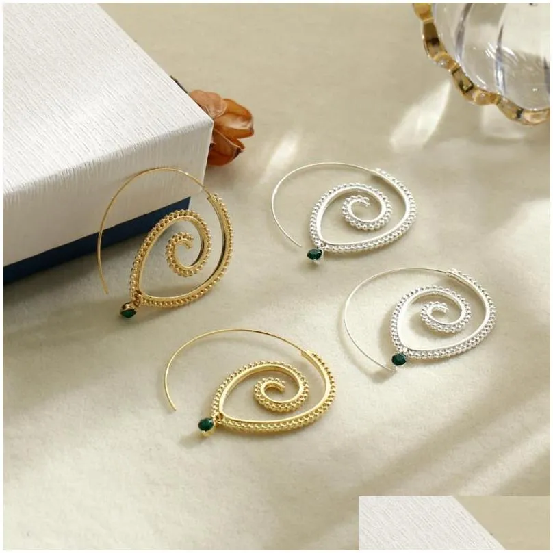 bohemian vintage hoop earrings spiral circles earring for women fashion jewelry