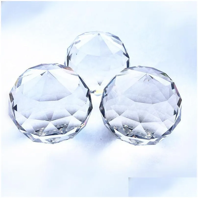 christmas decorations 40/50/60/80/100mm lucky multifaceted crystal glass flat ball diy suncatcher for display window wedding party home