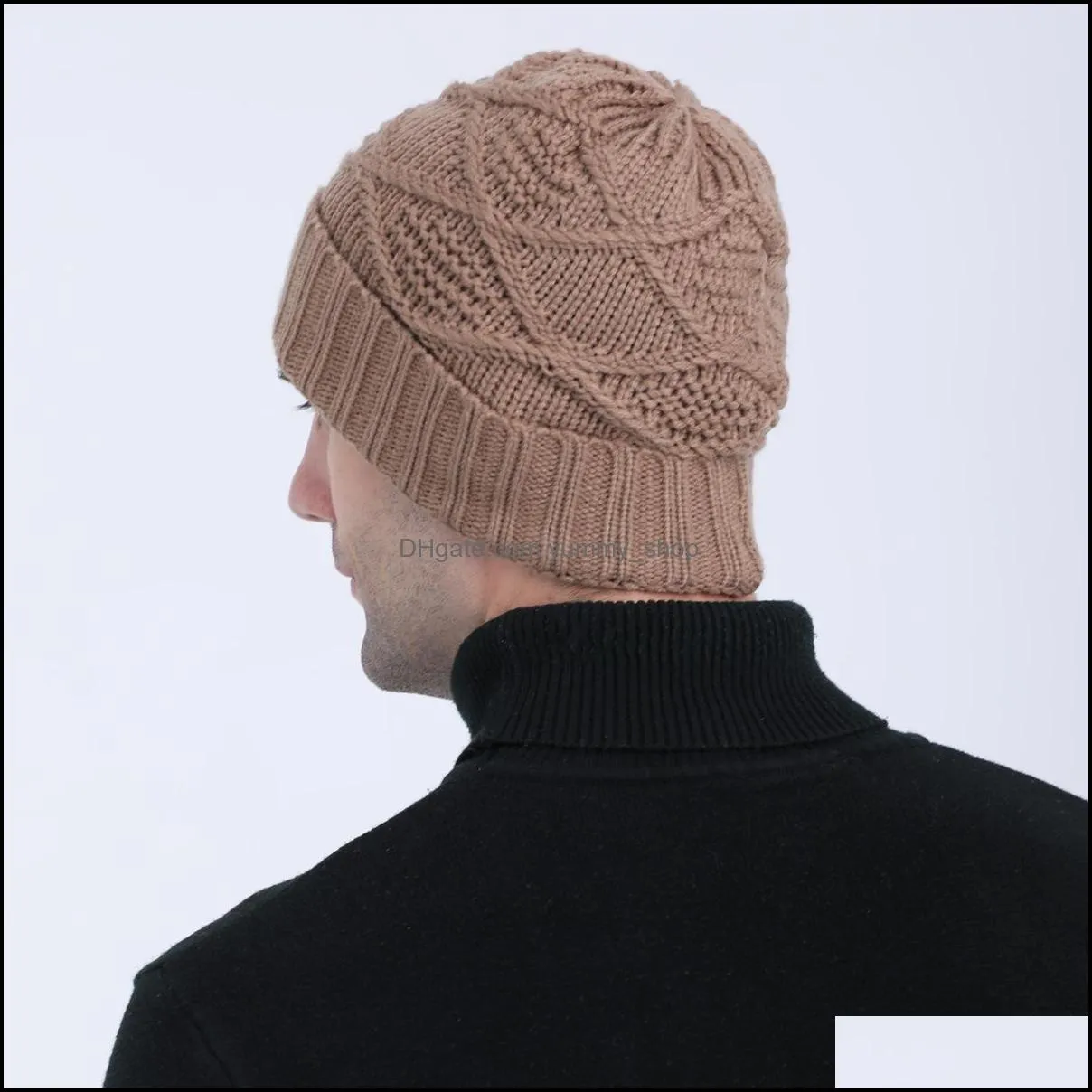 warm knitted hat autumn winter stretch beanie skull cap for women men ear cap