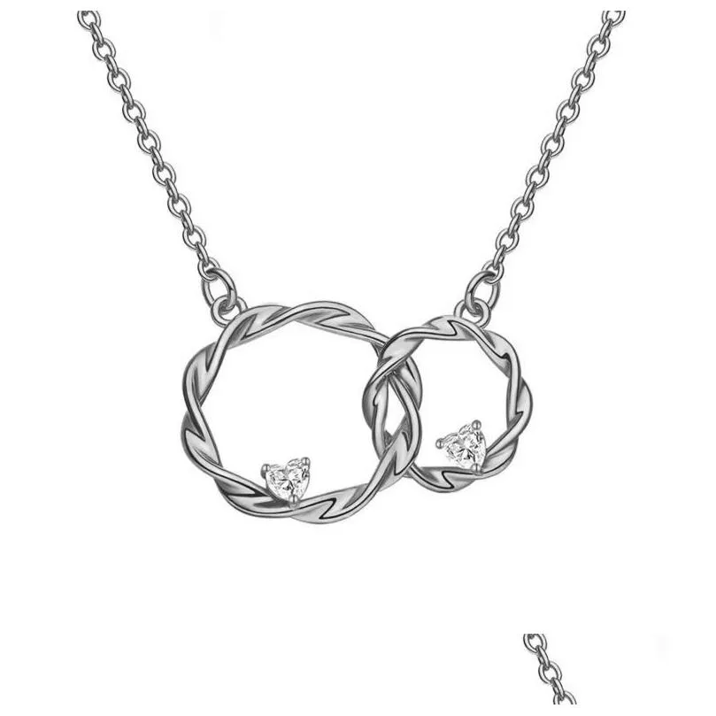 s925 silver infinity circles necklaces for women mother daughter pendant necklace mom jewelry gift