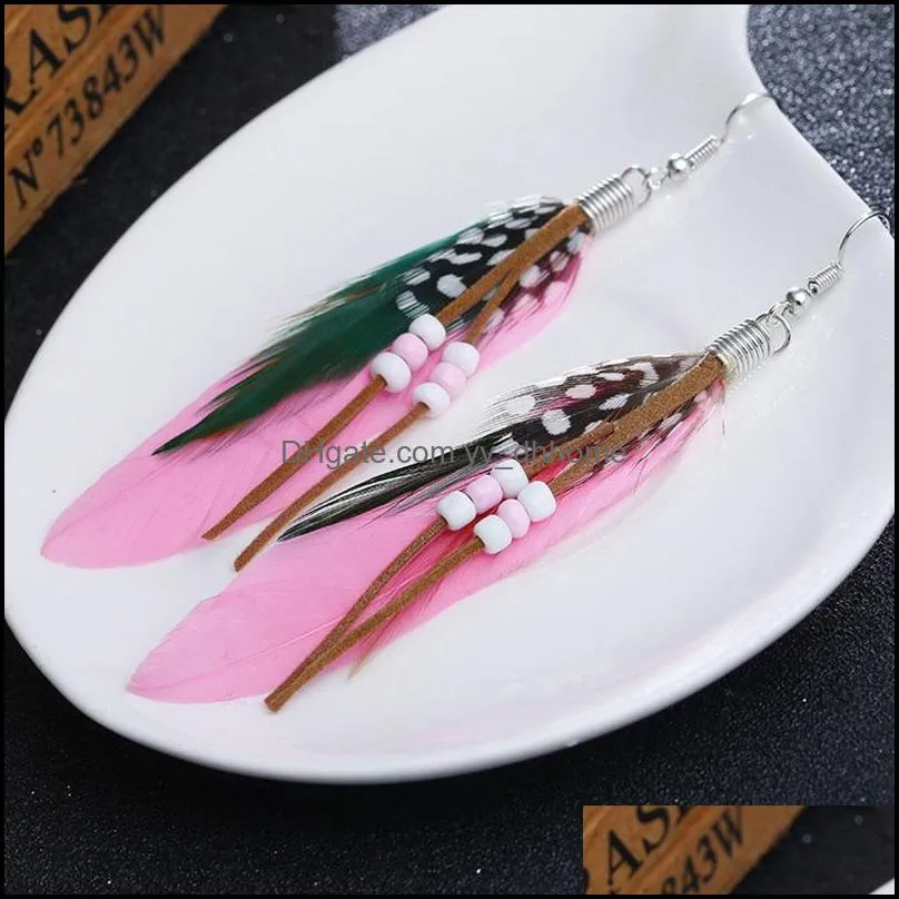 retro feather tassel earrings dangle ear cuffs hoop chandelier for women fashion jewelry