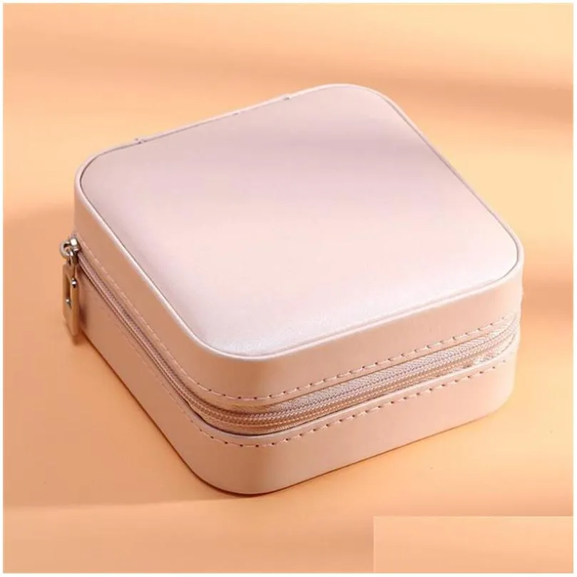 portable pu leather jewelry box small travel jewellery organizer storage case for rings earrings necklace beads pendants