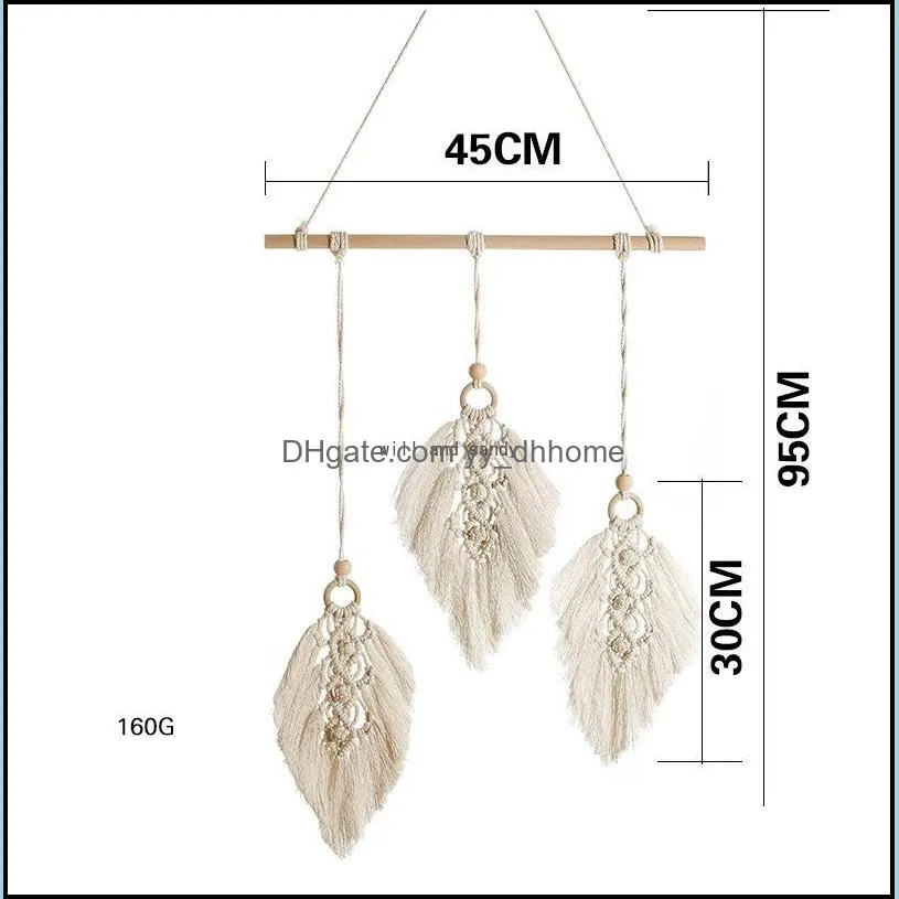macrame leaf handwoven cotton tapestry pendant wall hanging wedding decoration bedroom bedside wall hanging home decor