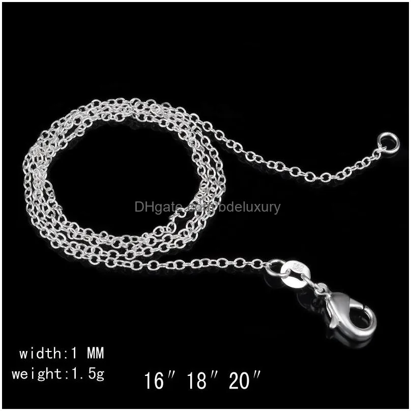 1mm chain necklace 925 stamp sterling silver jewelry for men diy fashion women gifts link rolo chains with lobster clasps 16 1824