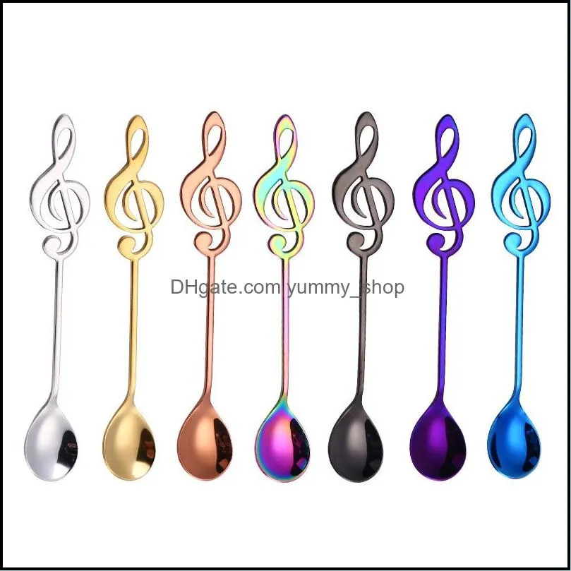 music note coffee spoon stainless steel home kitchen dining flatware ice cream dessert spoons cutlery tool