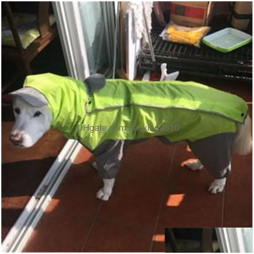 large pet dog apparel raincoat waterproof rain clothes jumpsuit for big medium small dogs golden retriever outdoor pet clothing coat 20220107