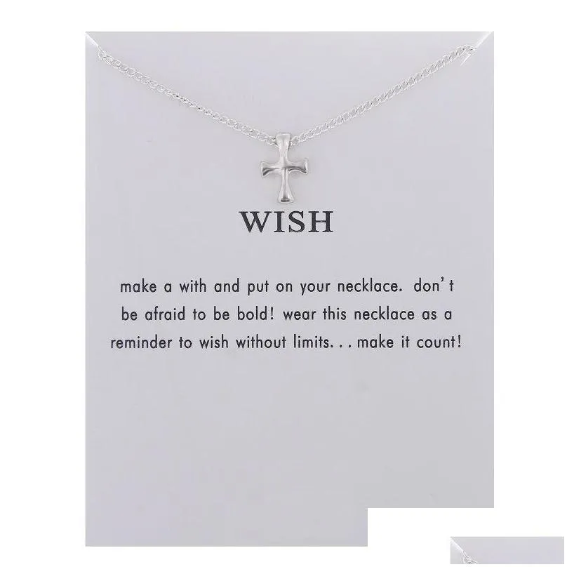 wish cross necklace with card faith sideways cross necklaces god lords prayer religious jewelry gift