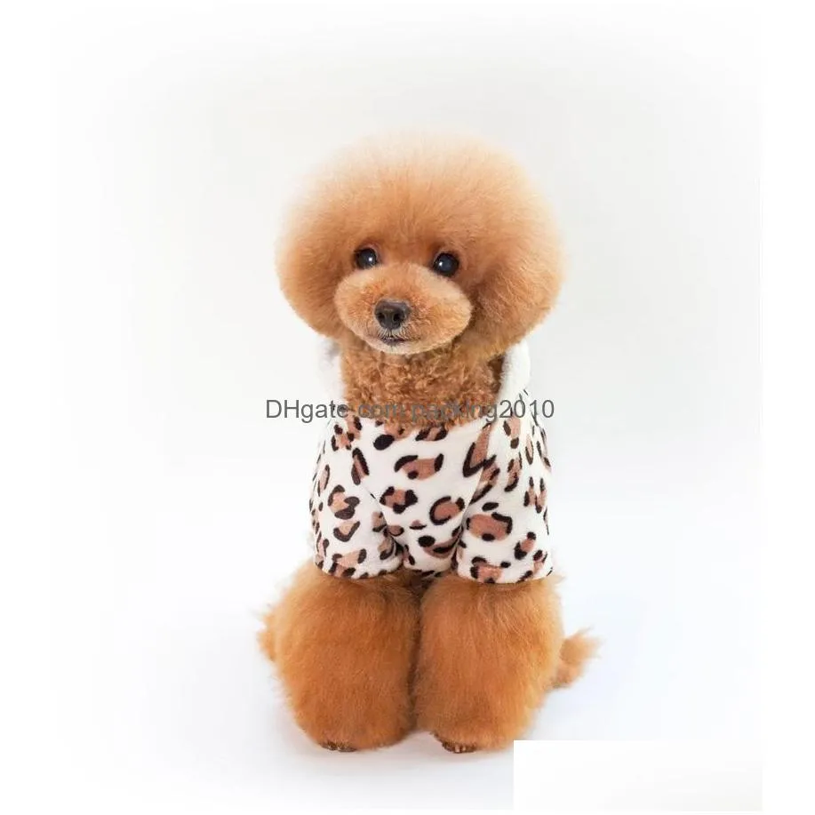 coral velvet dogs jumpsuit four legs leopard print puppy clothing small dog pet clothes autumn winter warm new 5kl j2