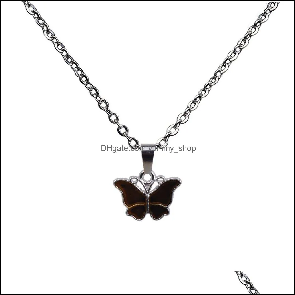 color changing butterfly necklace pendant temperature sensing women necklaces fashion jewelry