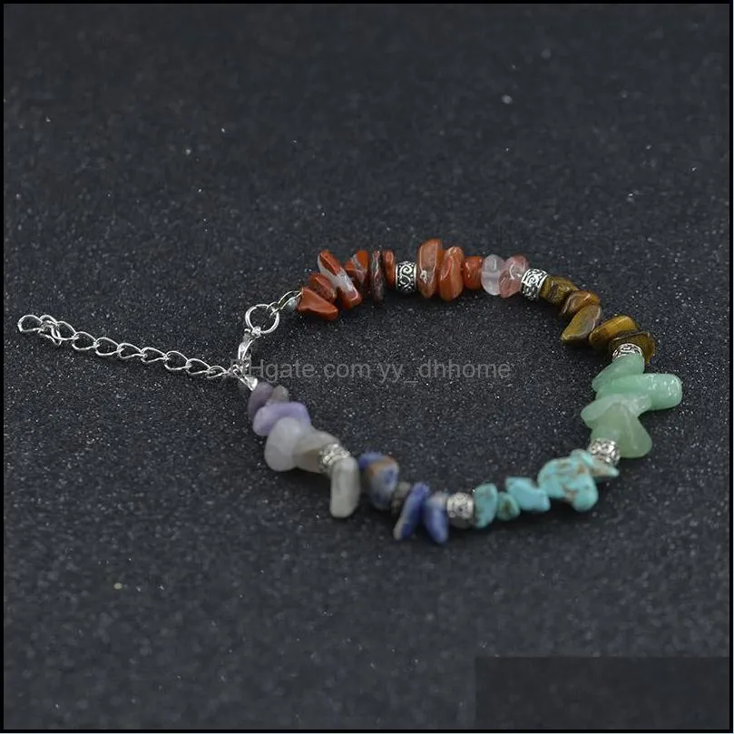 natural stone chip bracelet chakra crystal healing gemstone stretch braceletss tumble polished stones fashion jewelry for women gift