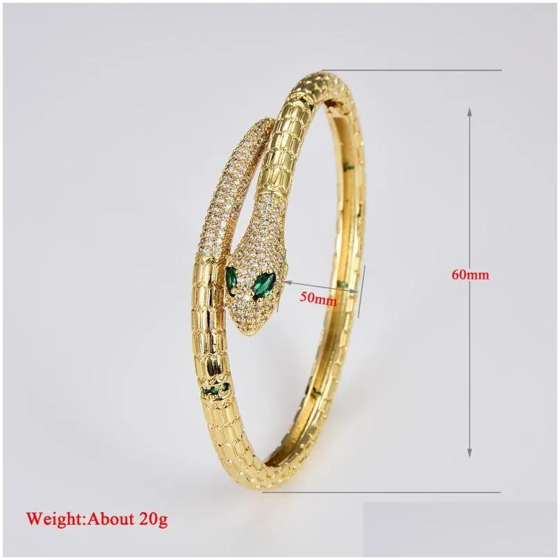 bangle gold plated metal bracelet charm for open bangles micro paved zircon snake panther animal luxury design party confidencebangle