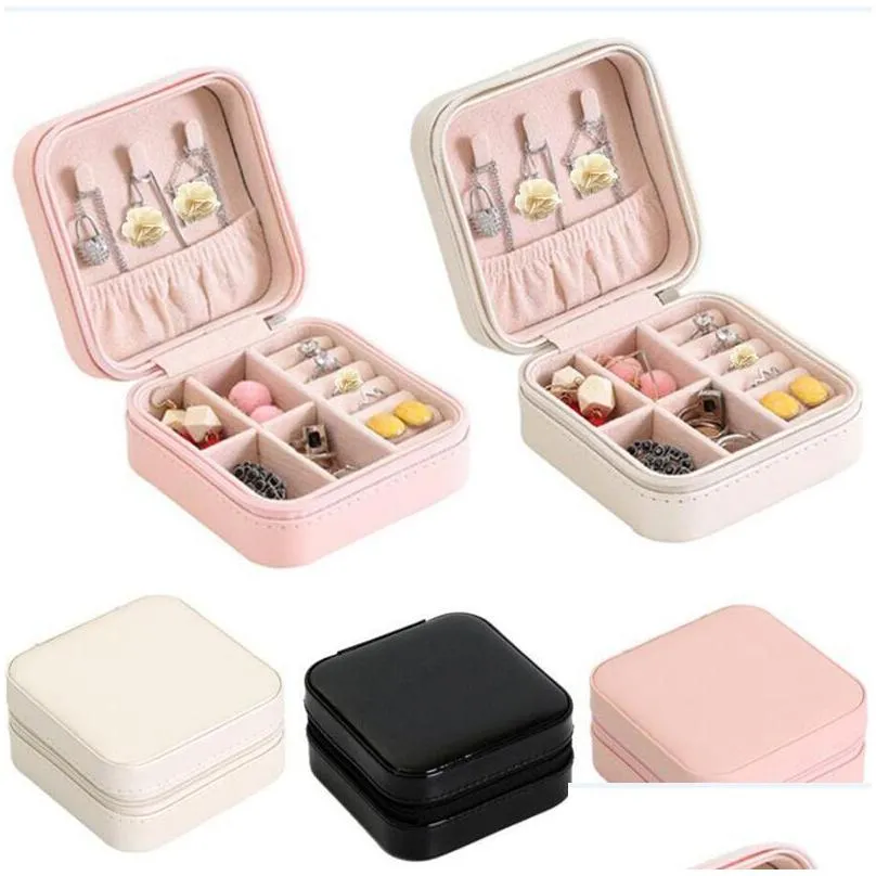 pu leather jewelry box small travel jewellery organizer storage case for rings earrings necklace beads pendants