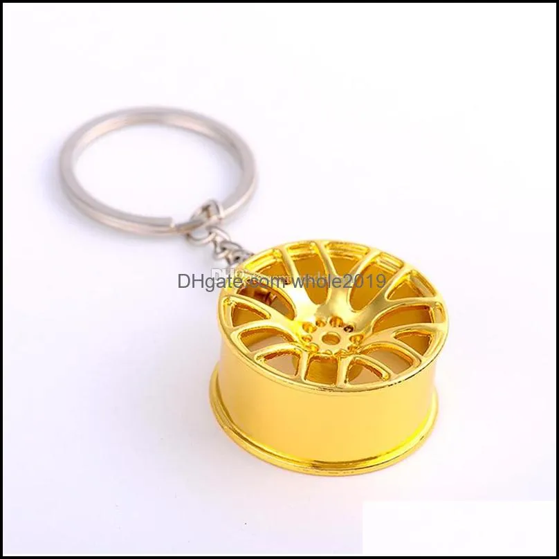 metal wheel hub key rings auto sports car keychain pendant silver gold fashion jewelry bag hangs