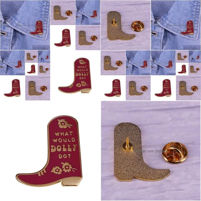 dolly parton  boot enamel pin i will always love you jolene coat of many colors western cowgirl country music brooch