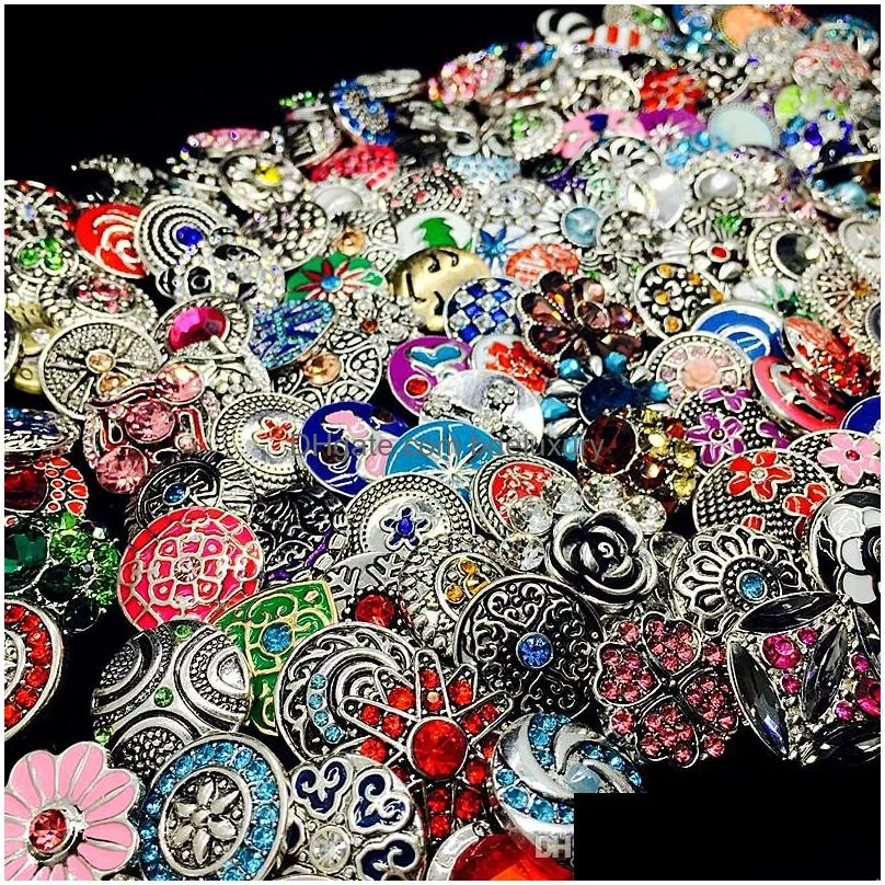 wholesale bulk lot mix styles ginger fashion 18mm metal rhinestone snaps button snap jewelry brand new