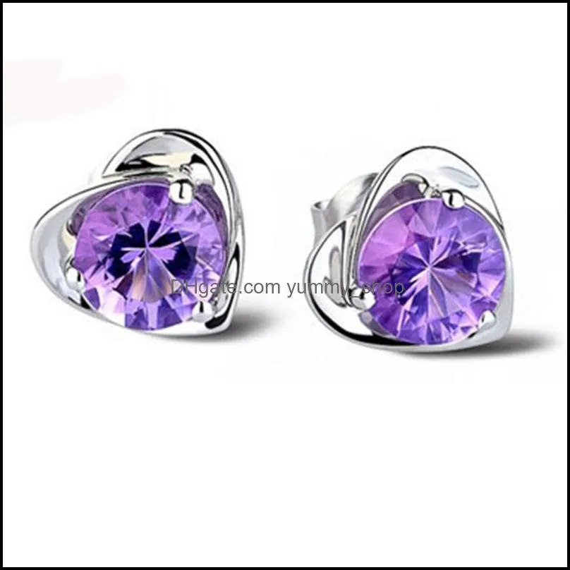 crystal cubic zirconia love heart stud earrings wedding ear rings fashion jewelry women gifts