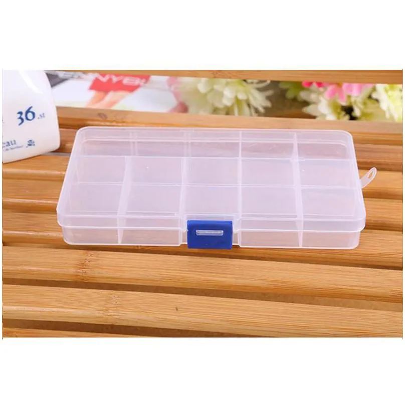 15 grids home storage box empty storage container box clear case for jewelry earring holder organizer boxes