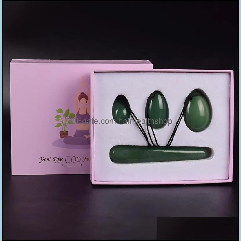 drilled yoni eggs massage wand set gift box natural green aventurine massage balls women kegel exerciser vaginal muscles tightening