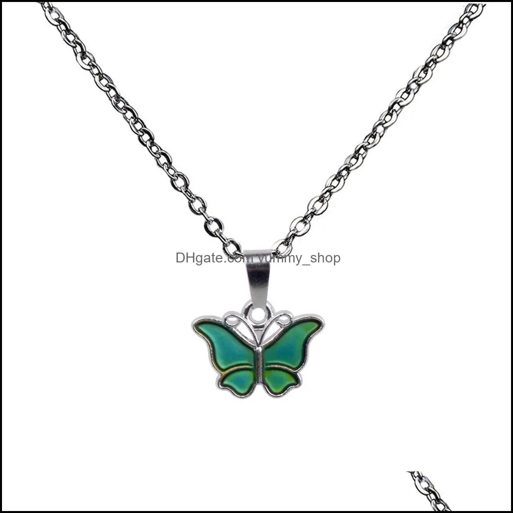 color changing butterfly necklace pendant temperature sensing women necklaces fashion jewelry