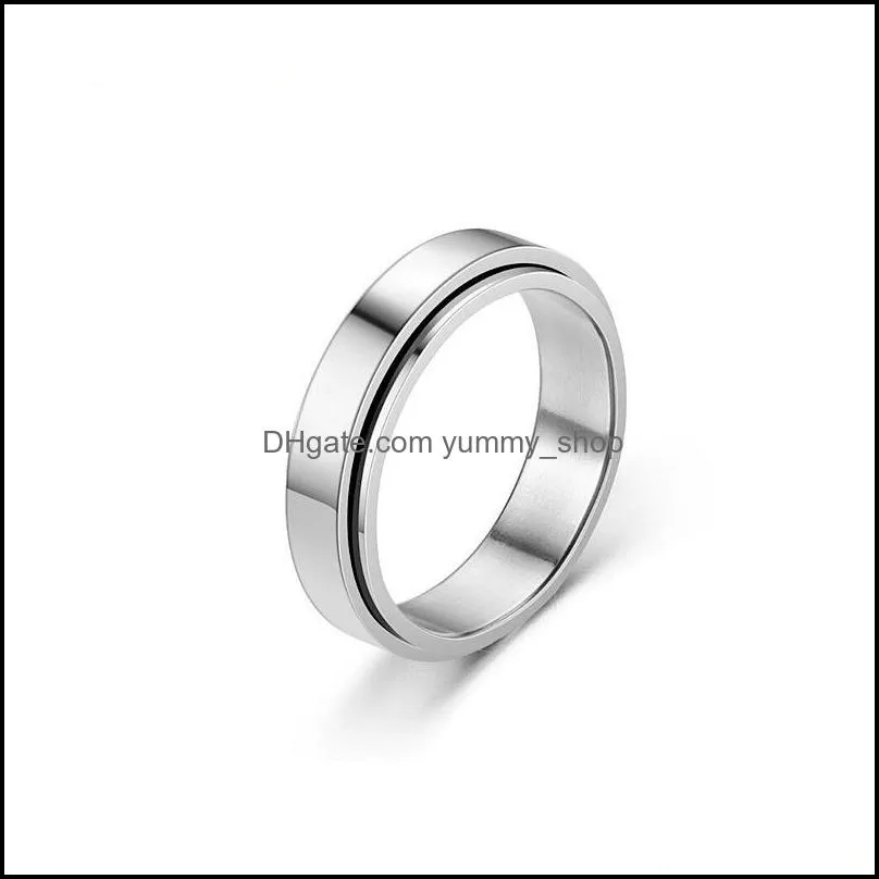 stainless steel rotatable ring band finger rotating couple diamond rings wedding engagement bands for men women jewelry