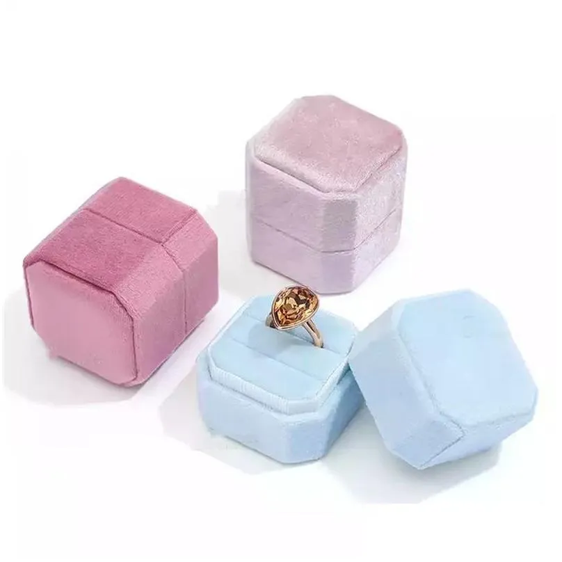 octagon shape double ring box holder jewelry organizer earrings jewelry storage cases for ceremony girls proposal