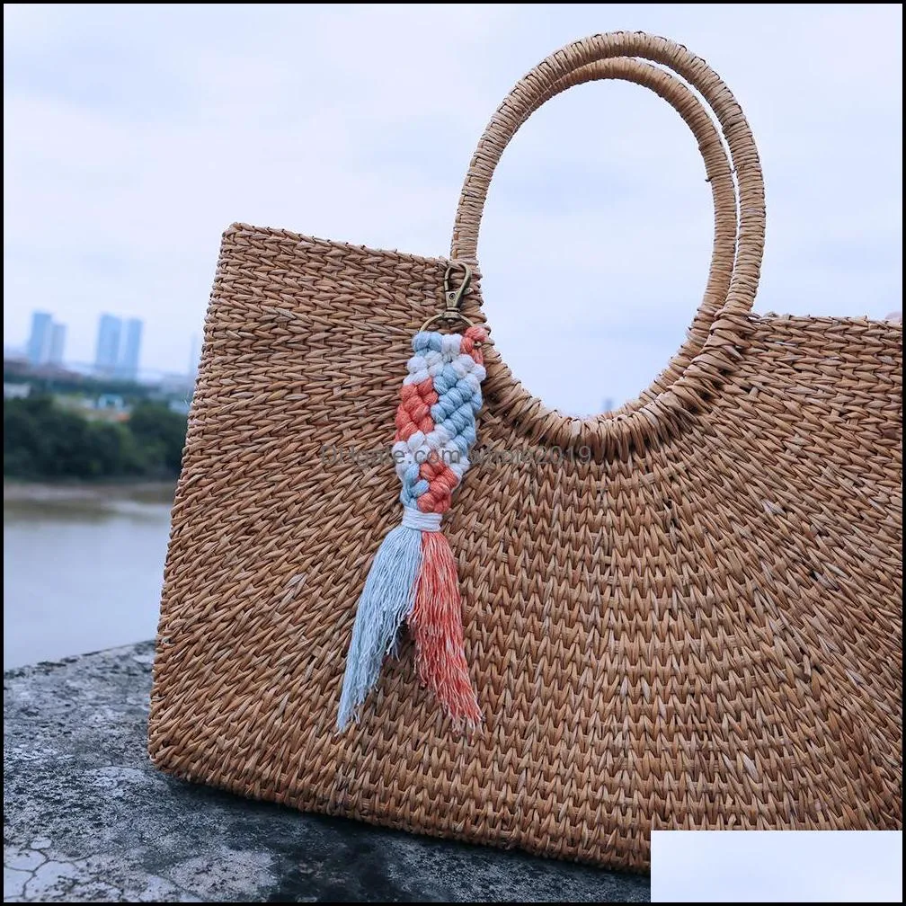 handwork cotton rope knit fish mermaid key rings handbag hangs for women men fashion jewelry